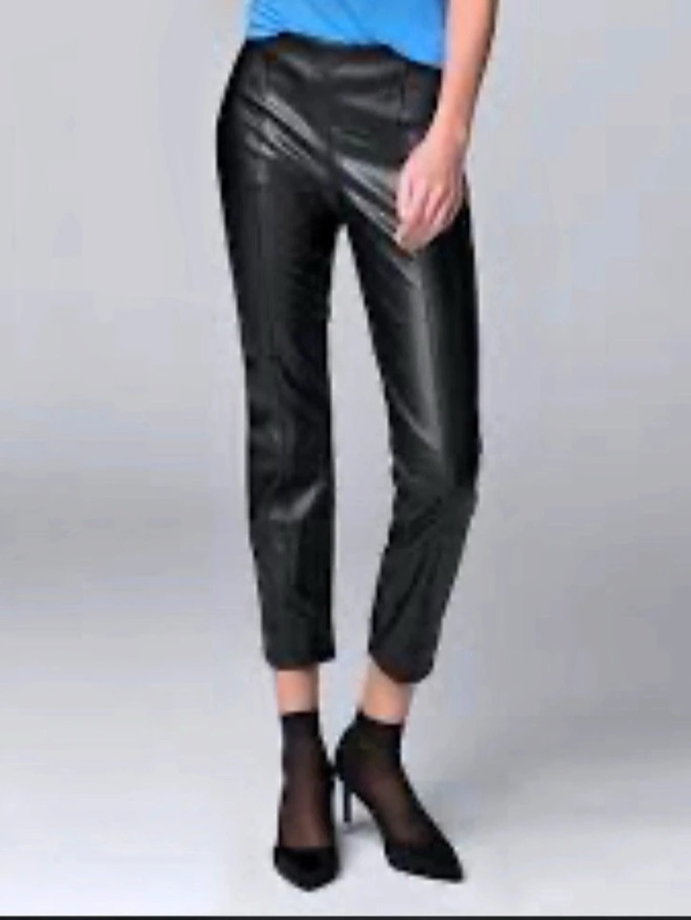 Simply Vera Wang Faux Leather Ankle Pants Black Large